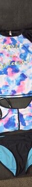 SO Girls Tie-Dye 3-Piece Swim Rashguard, Bra, Bottoms